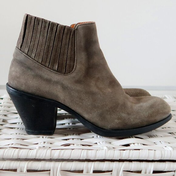 Fiorentini Baker Olive Military Green Suede Leather Heeled Ankle Boots Booties 8 - Picture 5 of 16